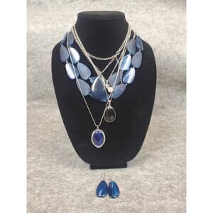 Jewelry Bundle Silver Tones Blue Stones Contemporary Modern